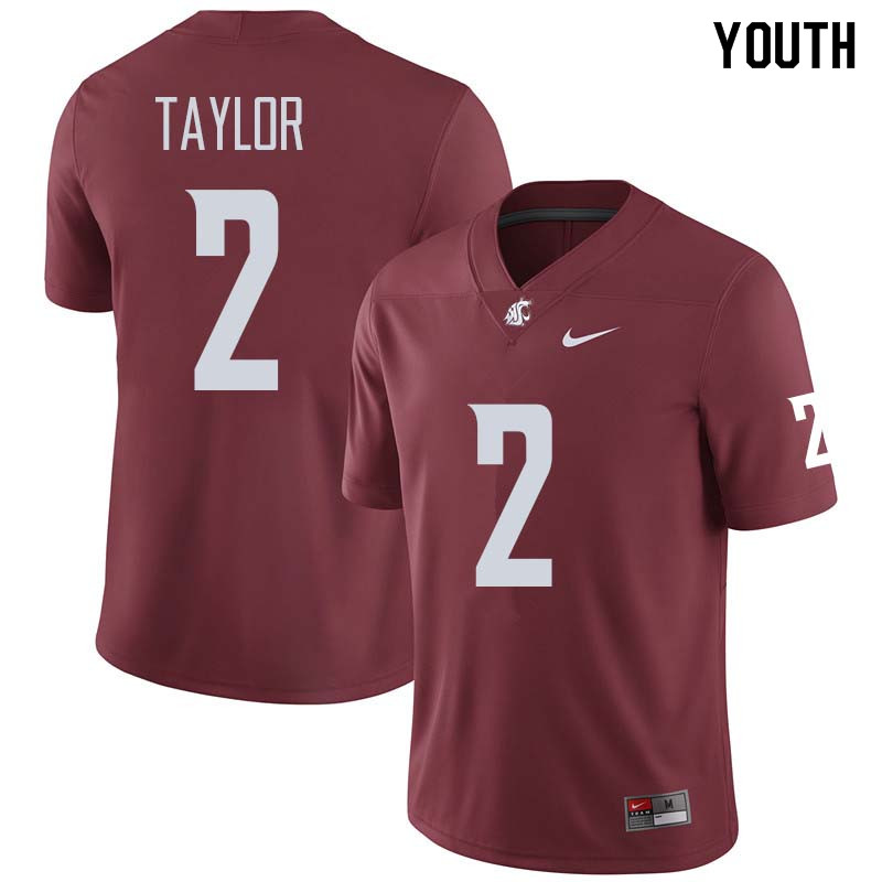 Youth #2 Robert Taylor Washington State Cougars College Football Jerseys Sale-Crimson